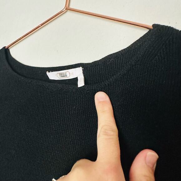 SEE BY CHLOE Women's Black Sweater Wool Ruffle Tie Back Mini Dress Size Medium - Picture 10 of 13